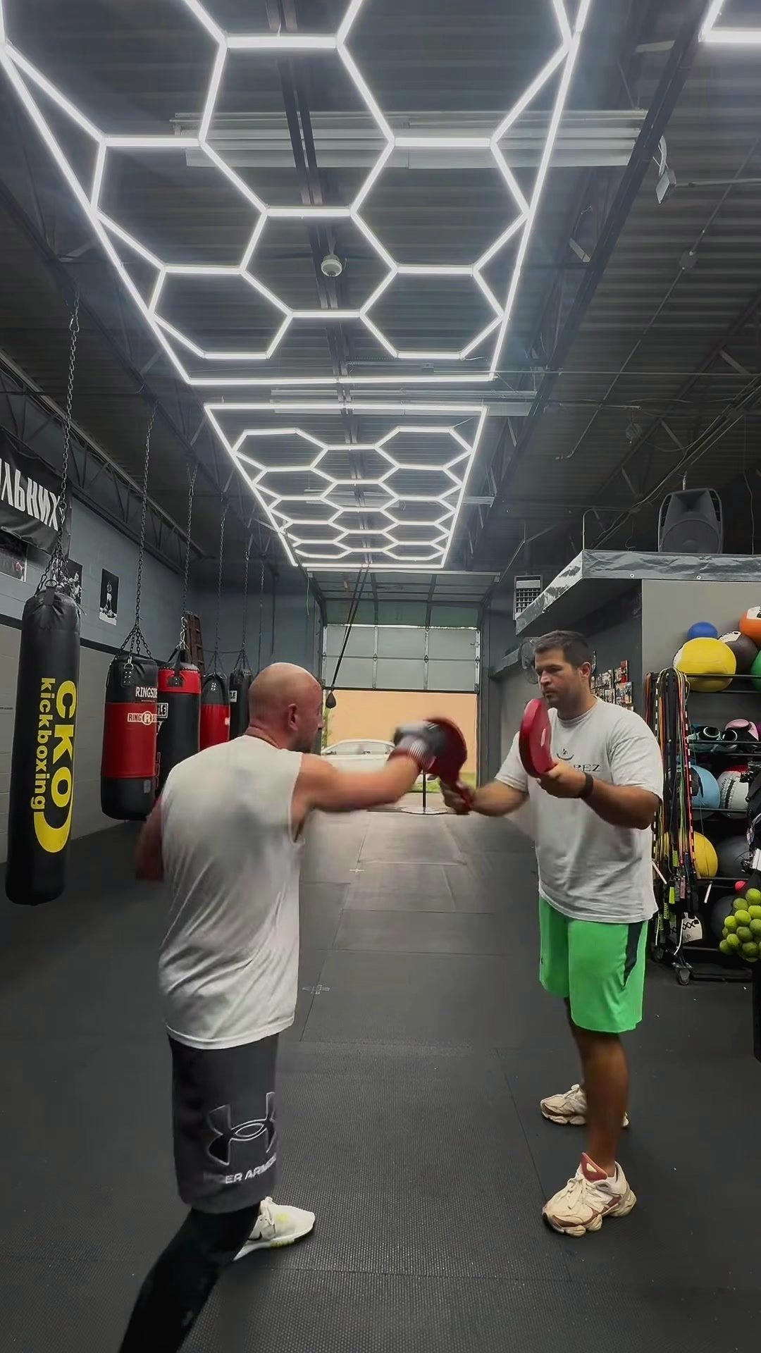 One-on-one pad work with the coach